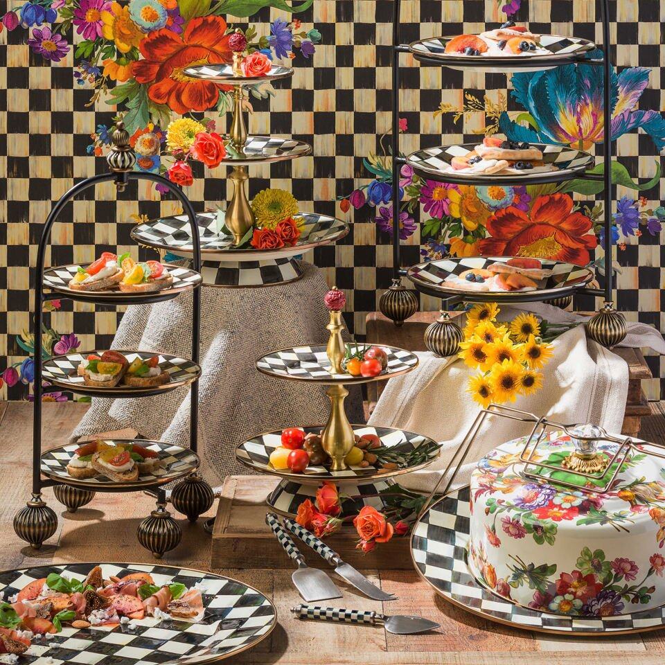 White Flower Market Cake Carrier by MacKenzie-Childs