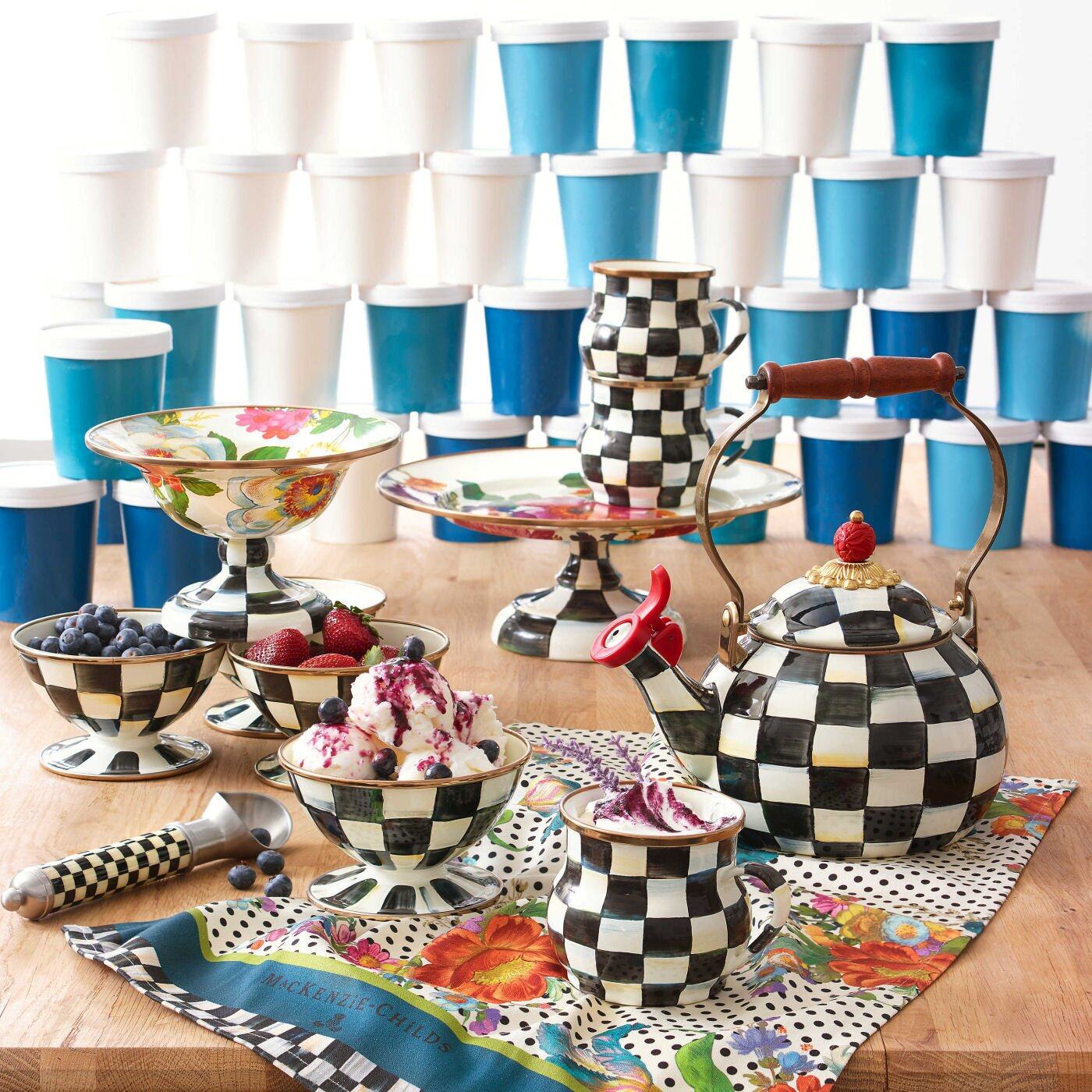 Courtly Check Enamel Ice Cream Dish