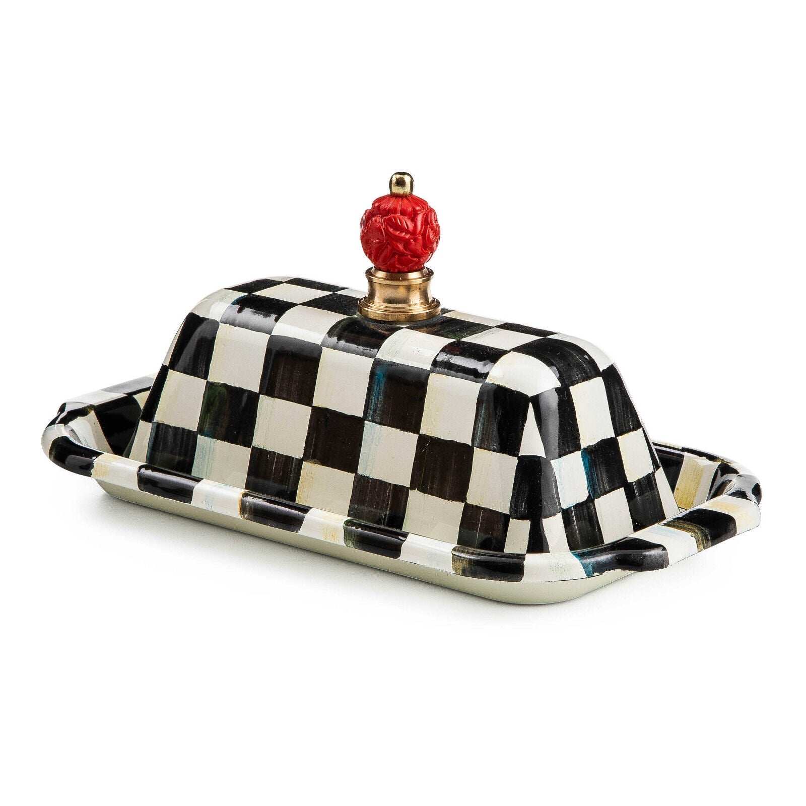 Courtly Check Enamel Butter Box by Mackenzie-Childs