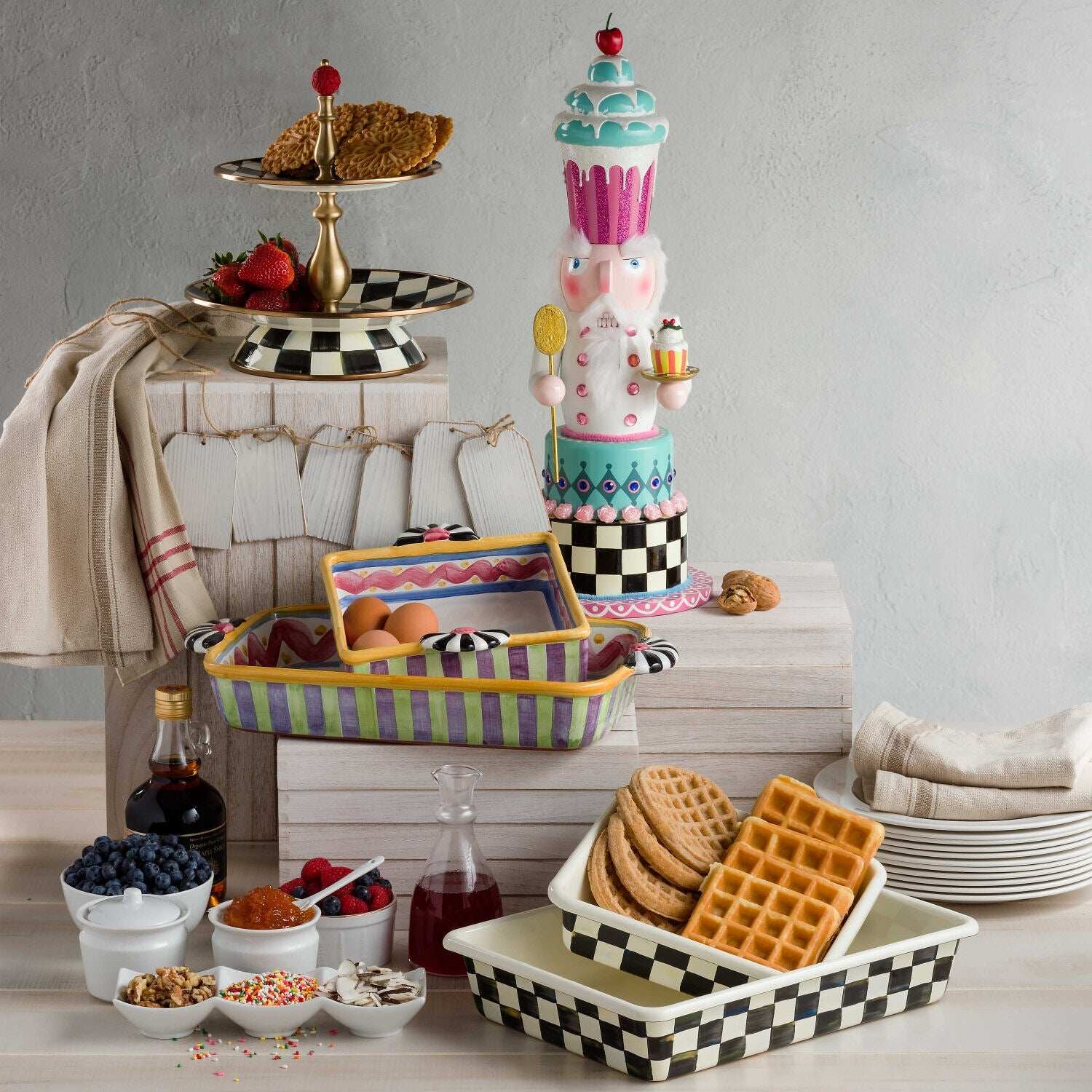 Courtly Check Enamel Two Tier Sweet Stand