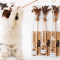 Posdma | Feather Wand Cat Toy Set with Bell Accents and Natural Play Elements