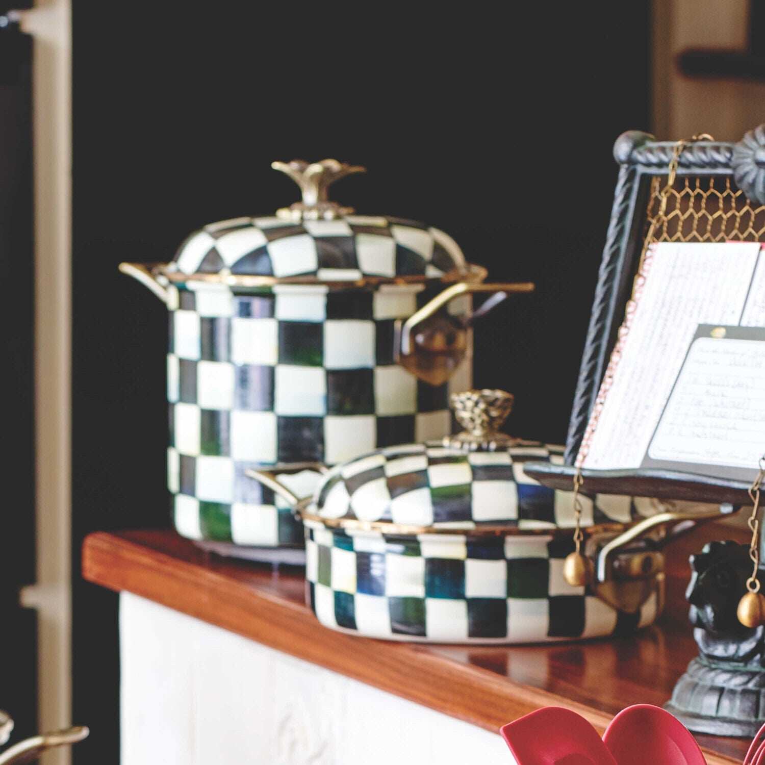 Mackenzie-Childs Courtly Check Enamel 7 Qt. Stockpot