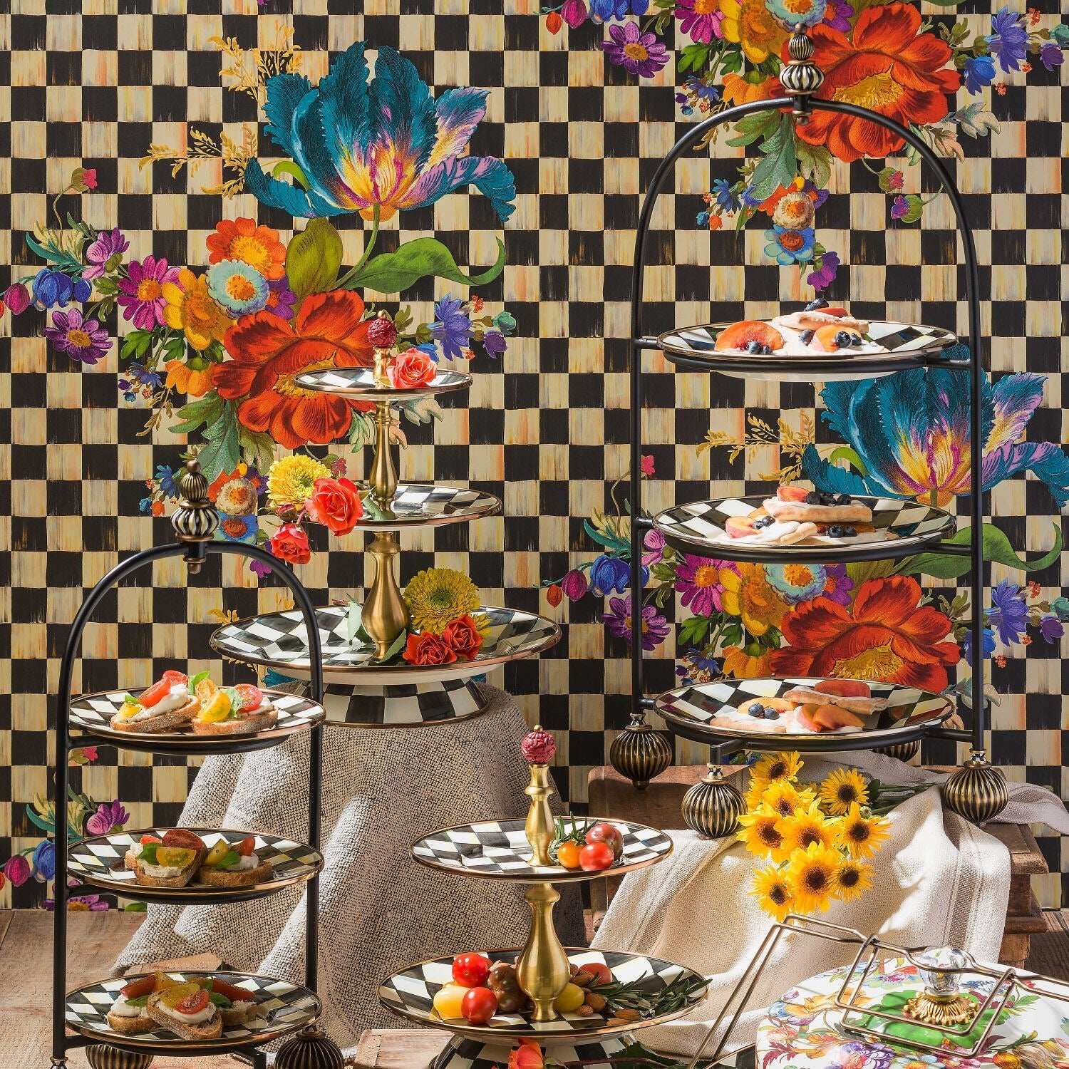 Courtly Check Enamel Two Tier Sweet Stand