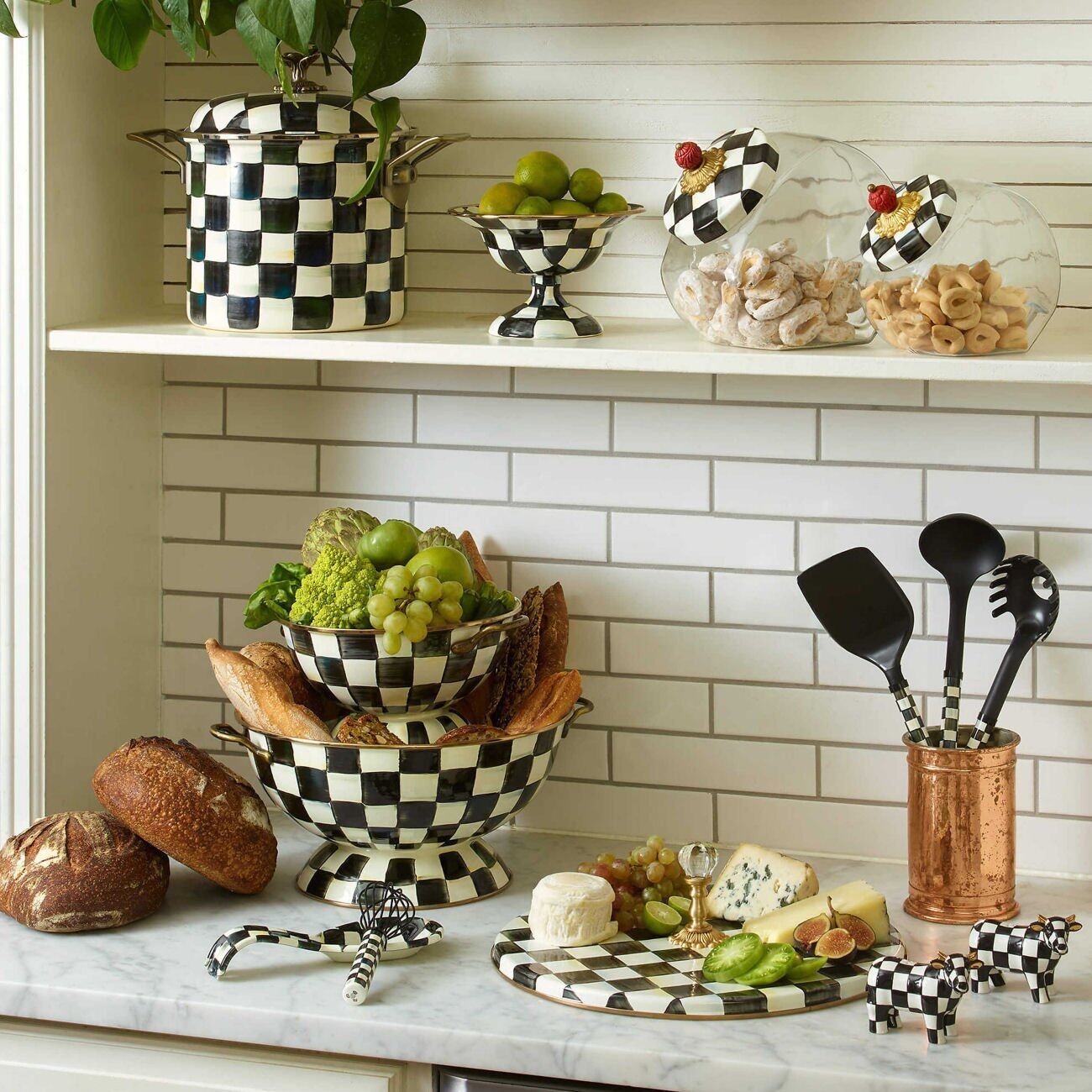 Courtly Check Enamel Compote - Small