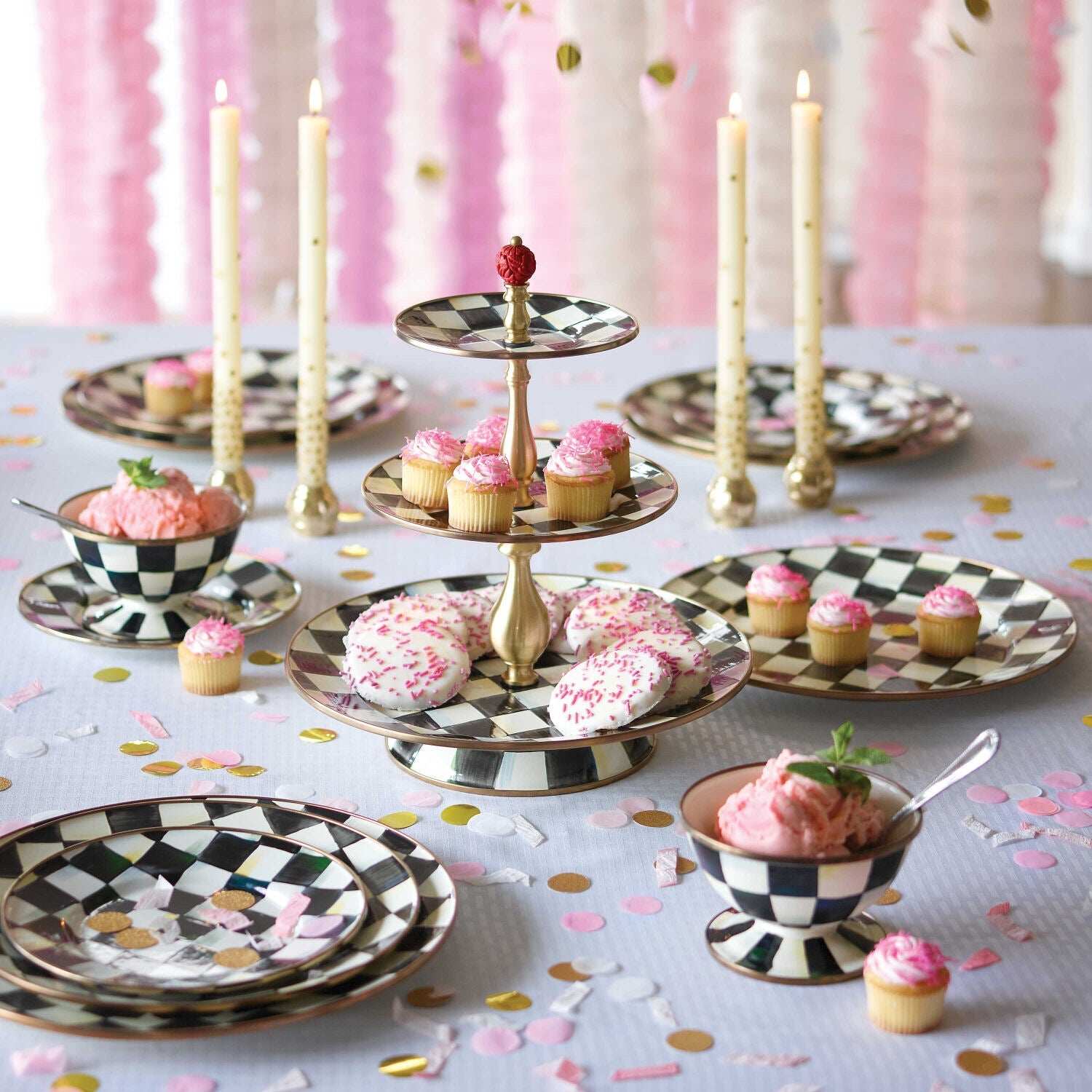 Courtly Check Enamel Three Tier Sweet Stand
