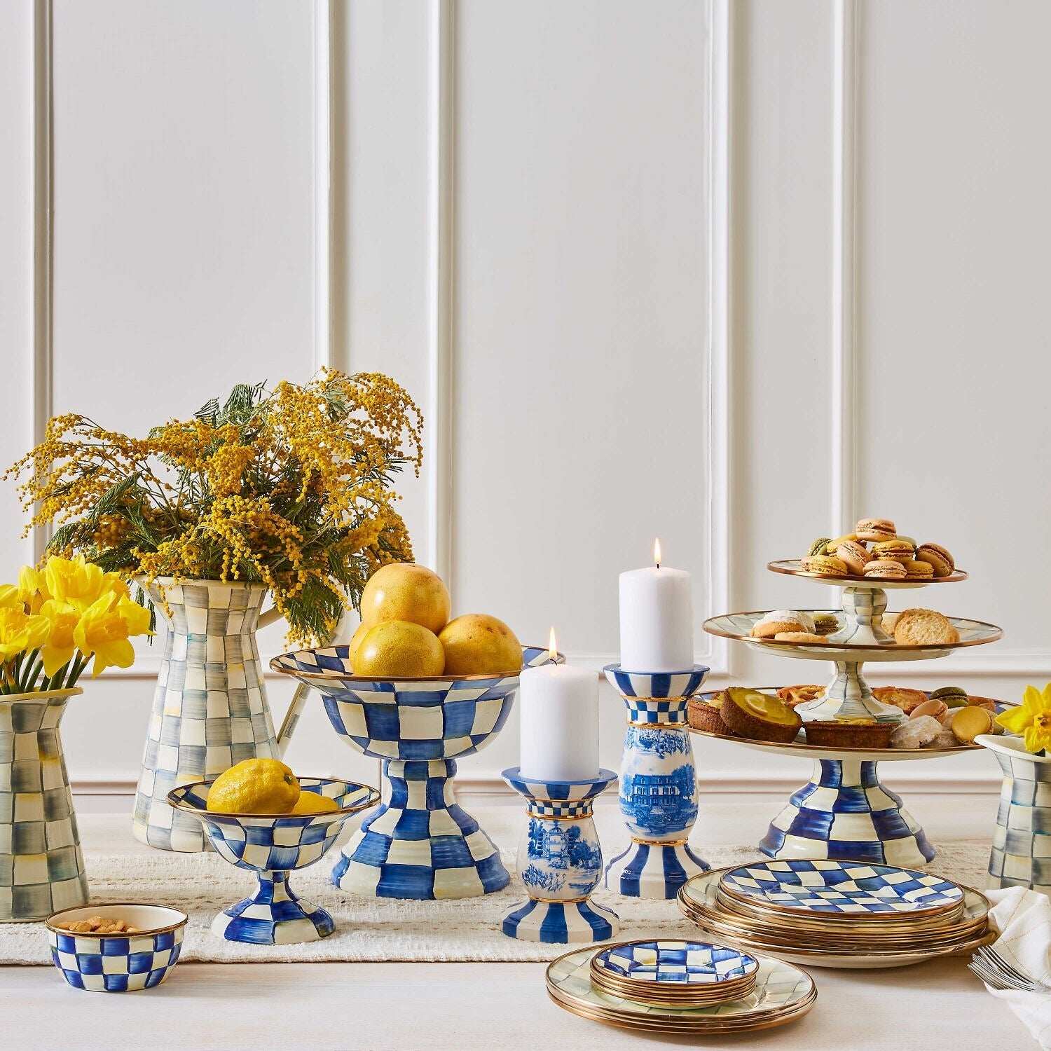 Beautiful Royal Check Large Compote