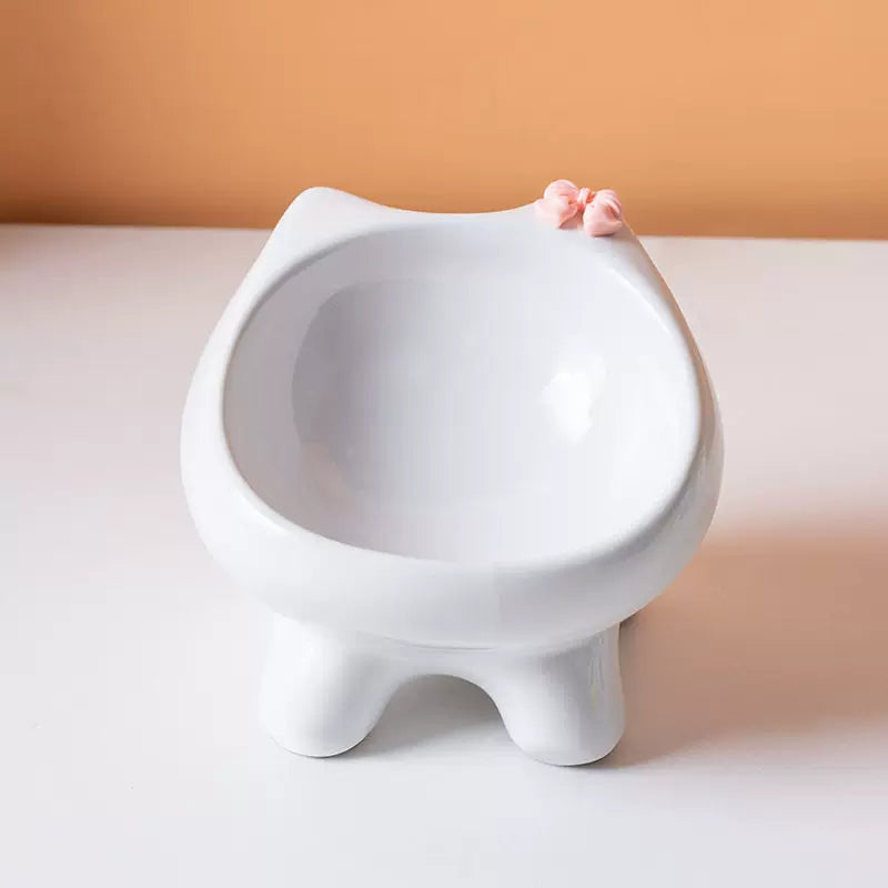 Posdma | Angled Ceramic Pet Bowl with Wide Opening for Daily Feeding