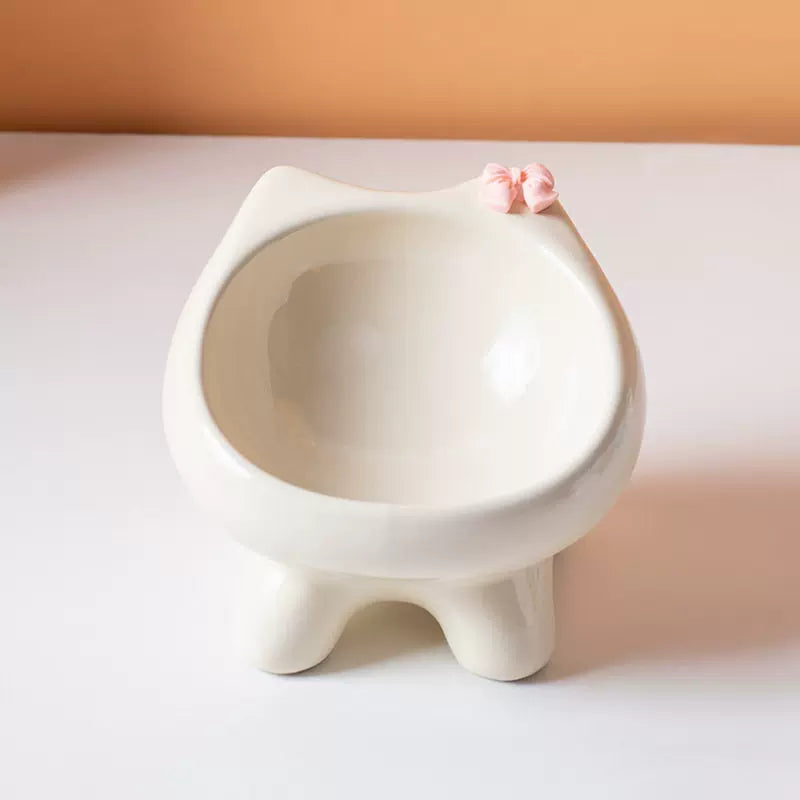 Posdma | Angled Ceramic Pet Bowl with Wide Opening for Daily Feeding