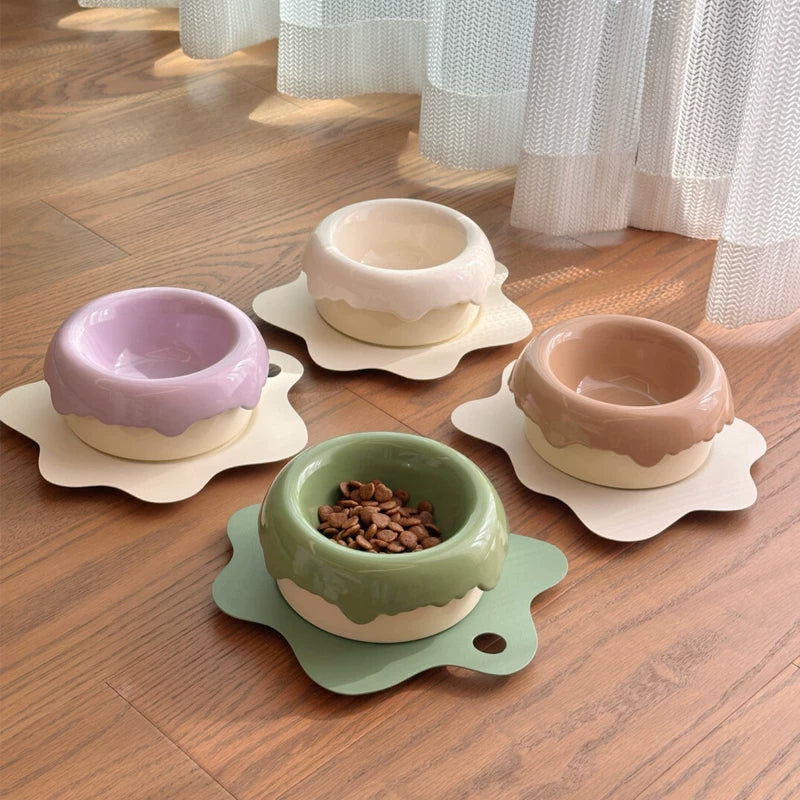 Posdma | Elevated Ceramic Pet Bowl with Angled Design for Everyday Feeding
