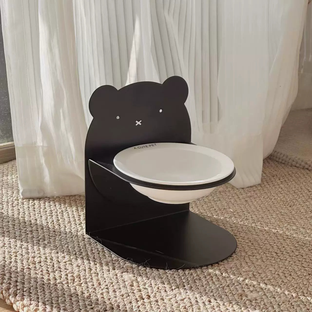 Posdma | Adjustable Raised Ceramic Pet Bowl Set with Angled Opening and Stand