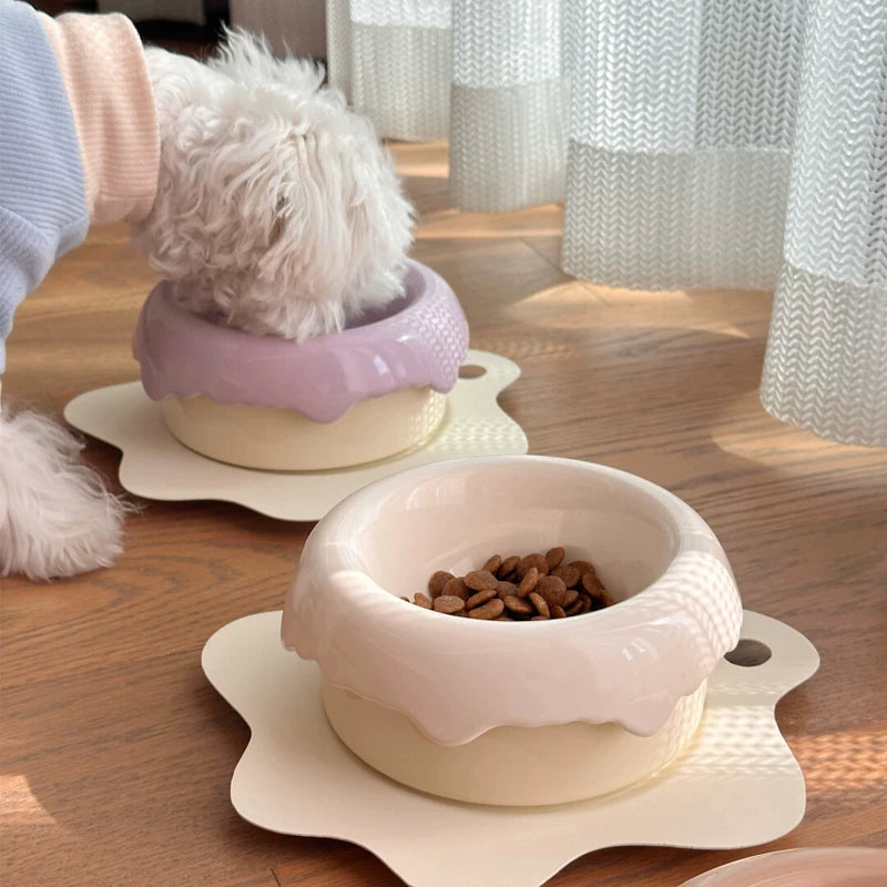 Posdma | Elevated Ceramic Pet Bowl with Angled Design for Everyday Feeding