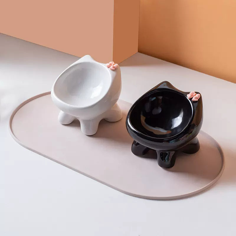 Posdma | Angled Ceramic Pet Bowl with Wide Opening for Daily Feeding