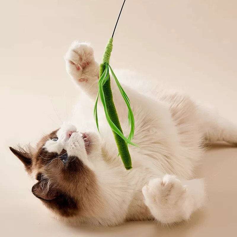 Posdma | Handheld Cat Teaser Wand with Long Pole and Gradient Finish