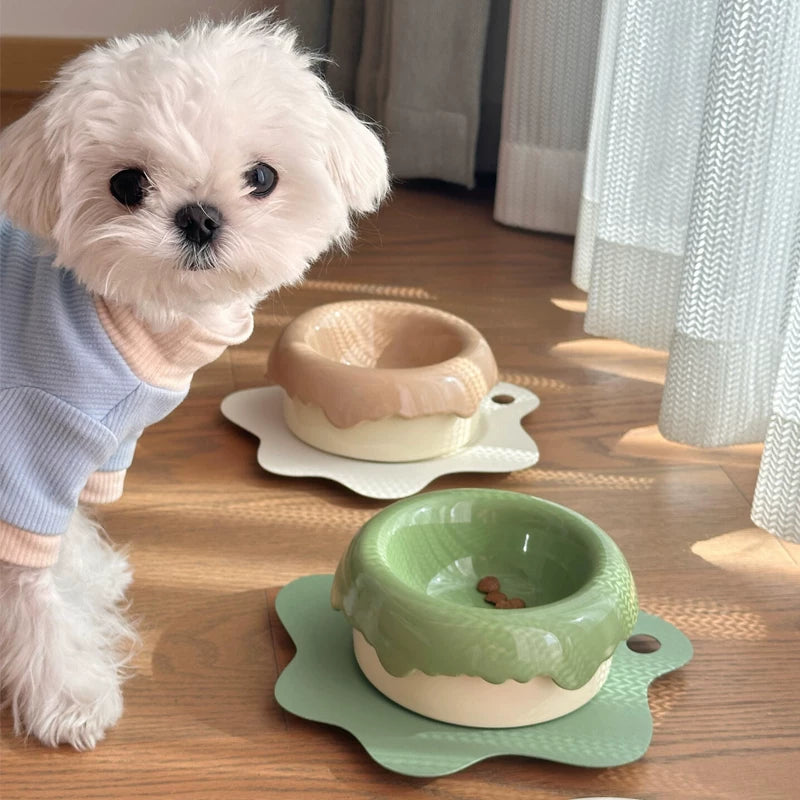 Posdma | Elevated Ceramic Pet Bowl with Angled Design for Everyday Feeding