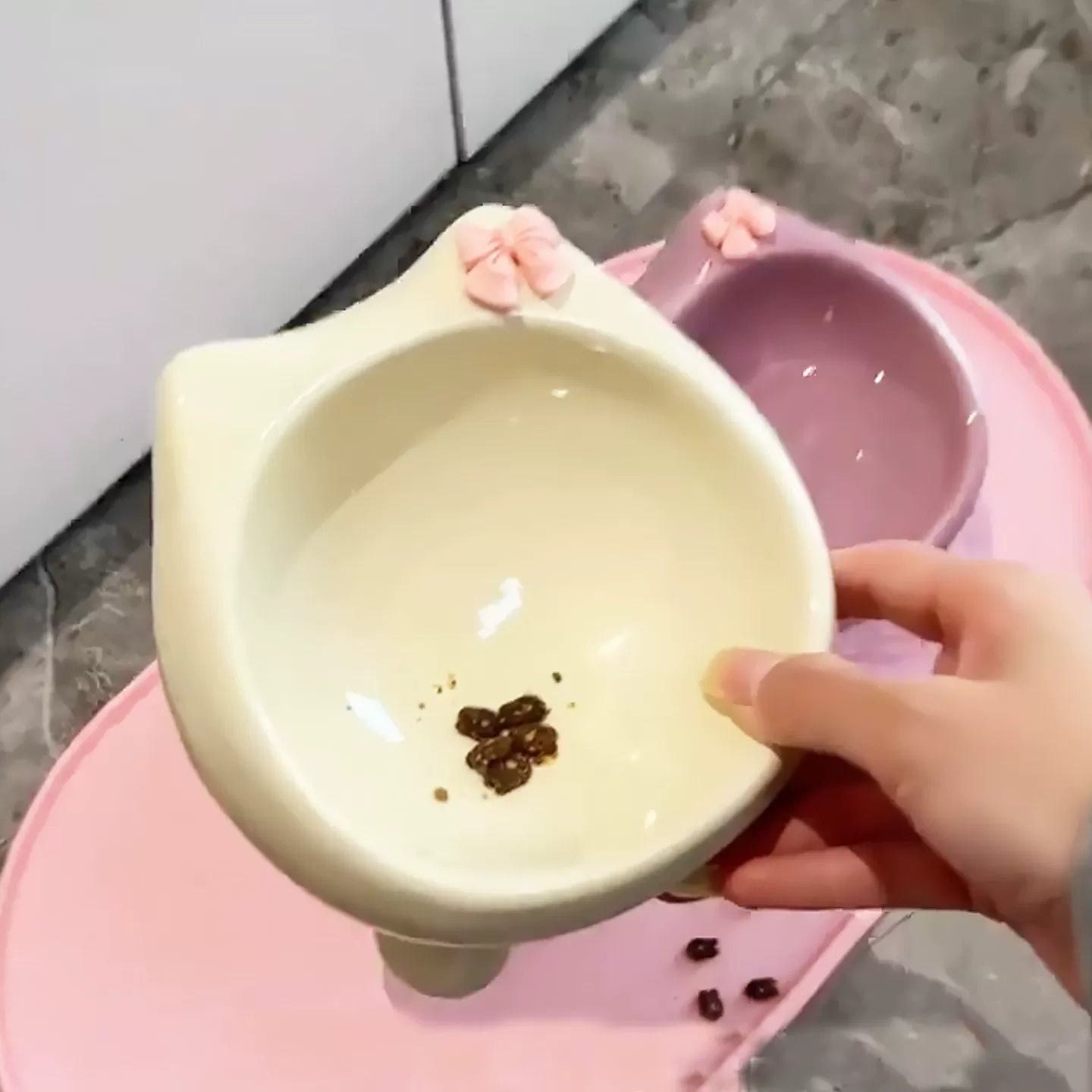 Posdma | Angled Ceramic Pet Bowl with Wide Opening for Daily Feeding