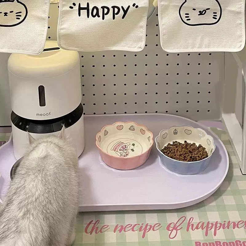 Posdma | Double Ceramic Pet Bowl Set with Wide Design for Daily Feeding