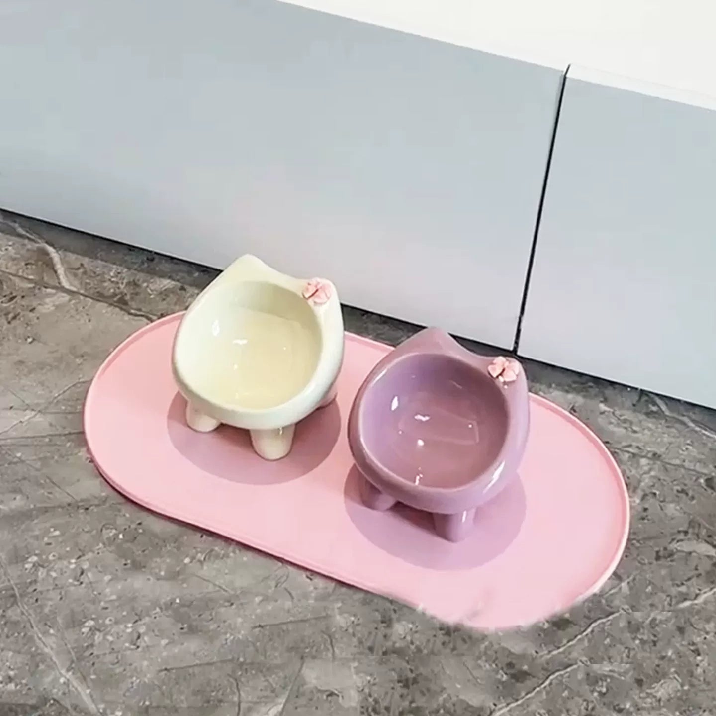 Posdma | Angled Ceramic Pet Bowl with Wide Opening for Daily Feeding