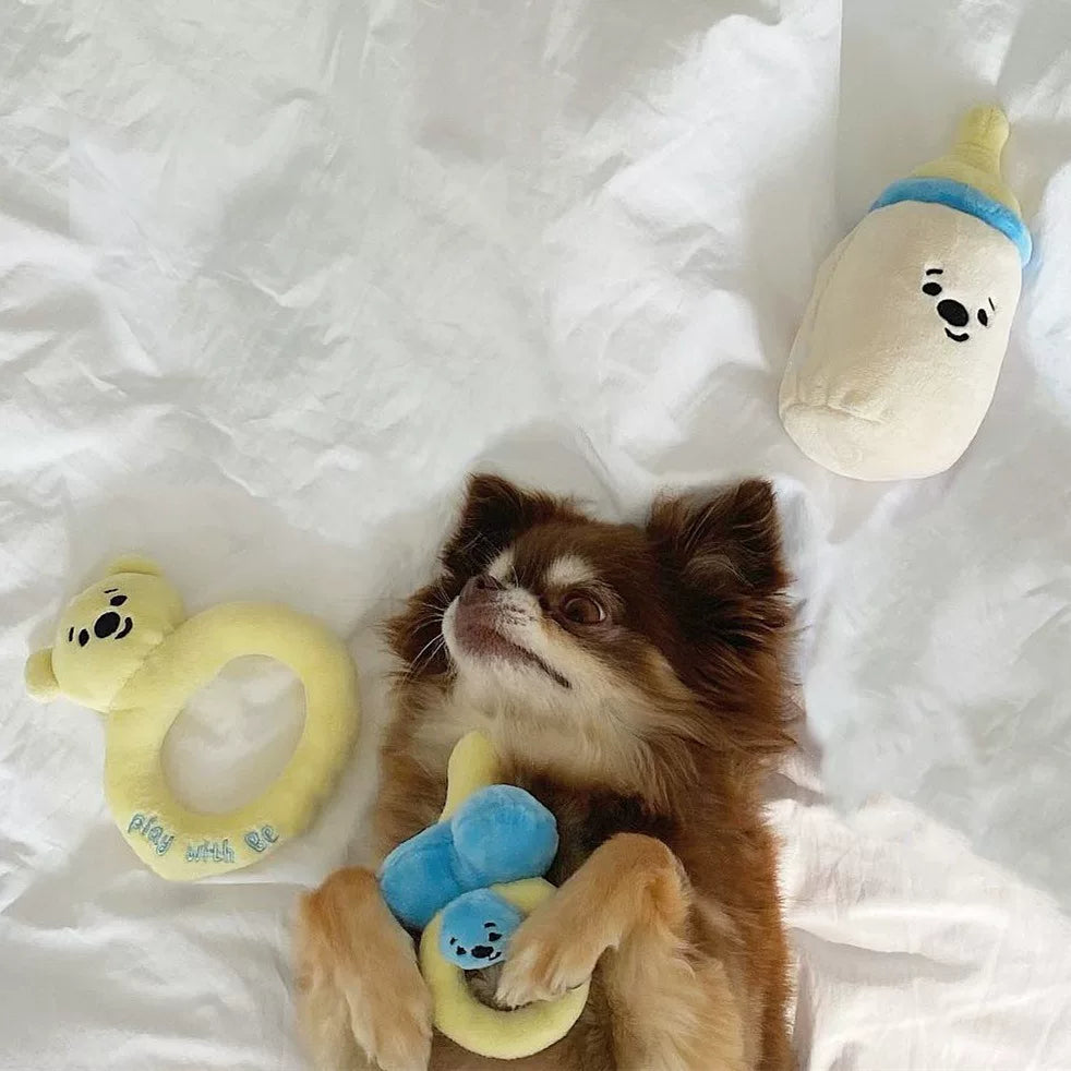 Posdma | Plush Bottle-Shaped Interactive Toy for Gentle Puppy Play