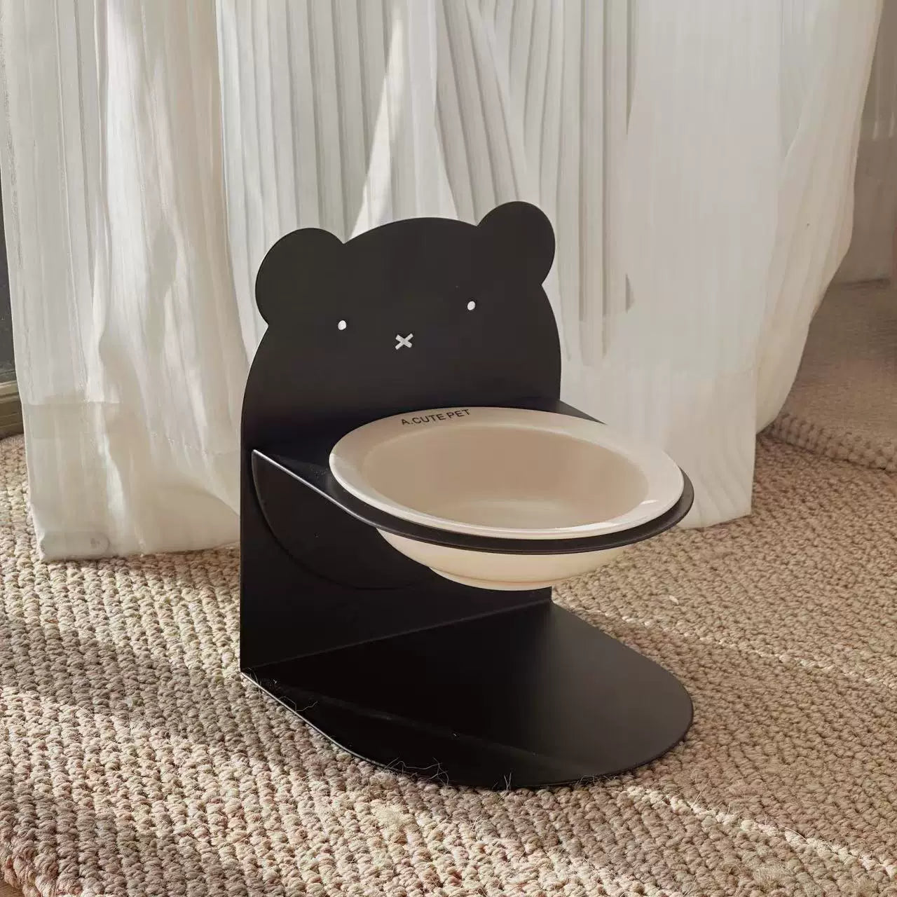 Posdma | Adjustable Raised Ceramic Pet Bowl Set with Angled Opening and Stand