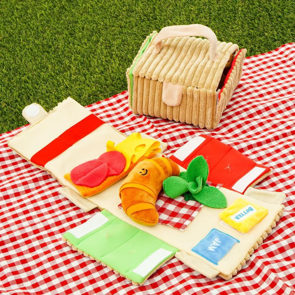Posdma | Plush Food-Themed Play Box with Sound Elements and Treat Hiding Pieces