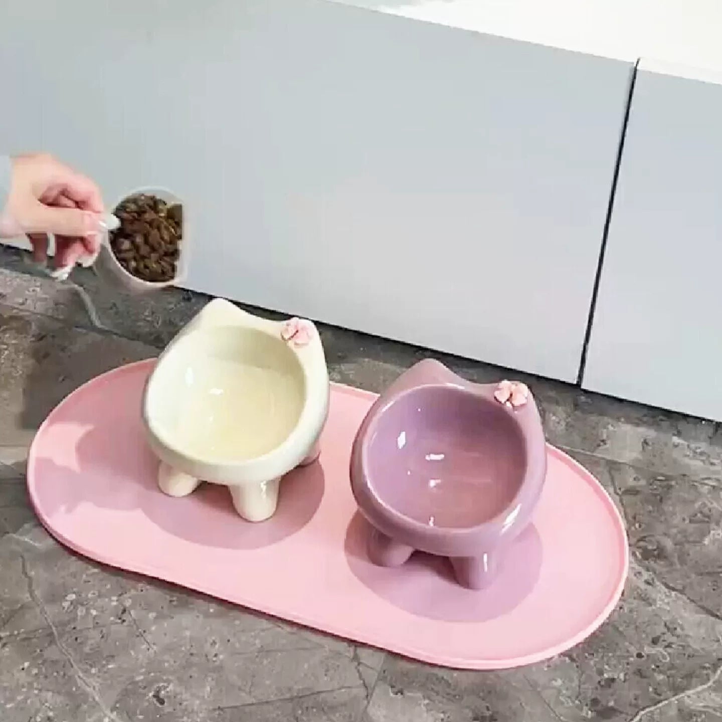 Posdma | Angled Ceramic Pet Bowl with Wide Opening for Daily Feeding