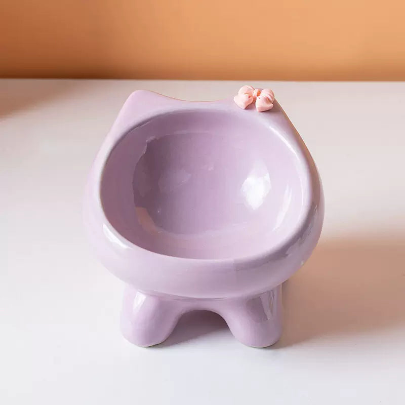 Posdma | Angled Ceramic Pet Bowl with Wide Opening for Daily Feeding